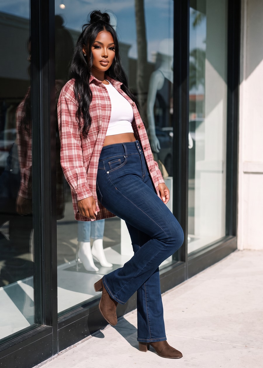 Plaid White Levantacola Bootcut Denim Trio, view 3 of 3