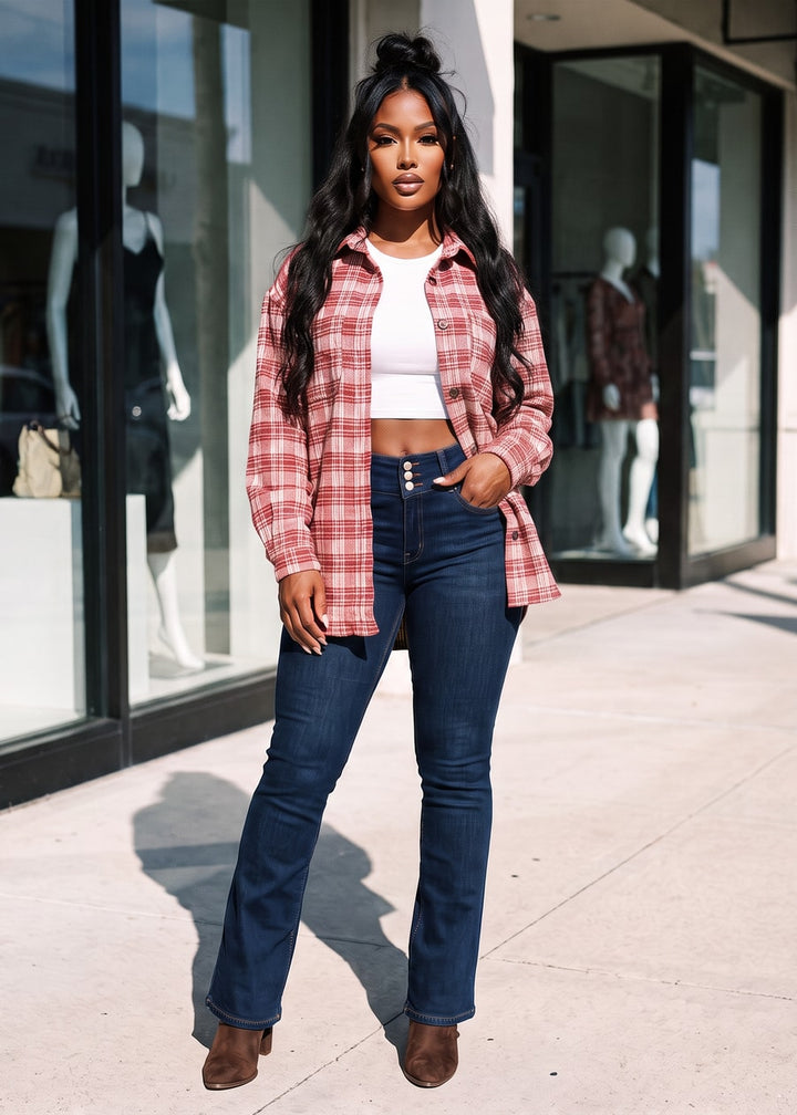 Levantacola High Waist Stretch Bootcut Jeans Dark Wash