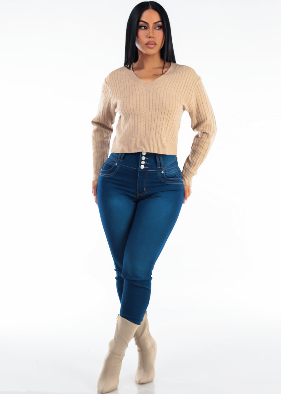 Khaki Butt Lift Denim Look, view 2 of 2