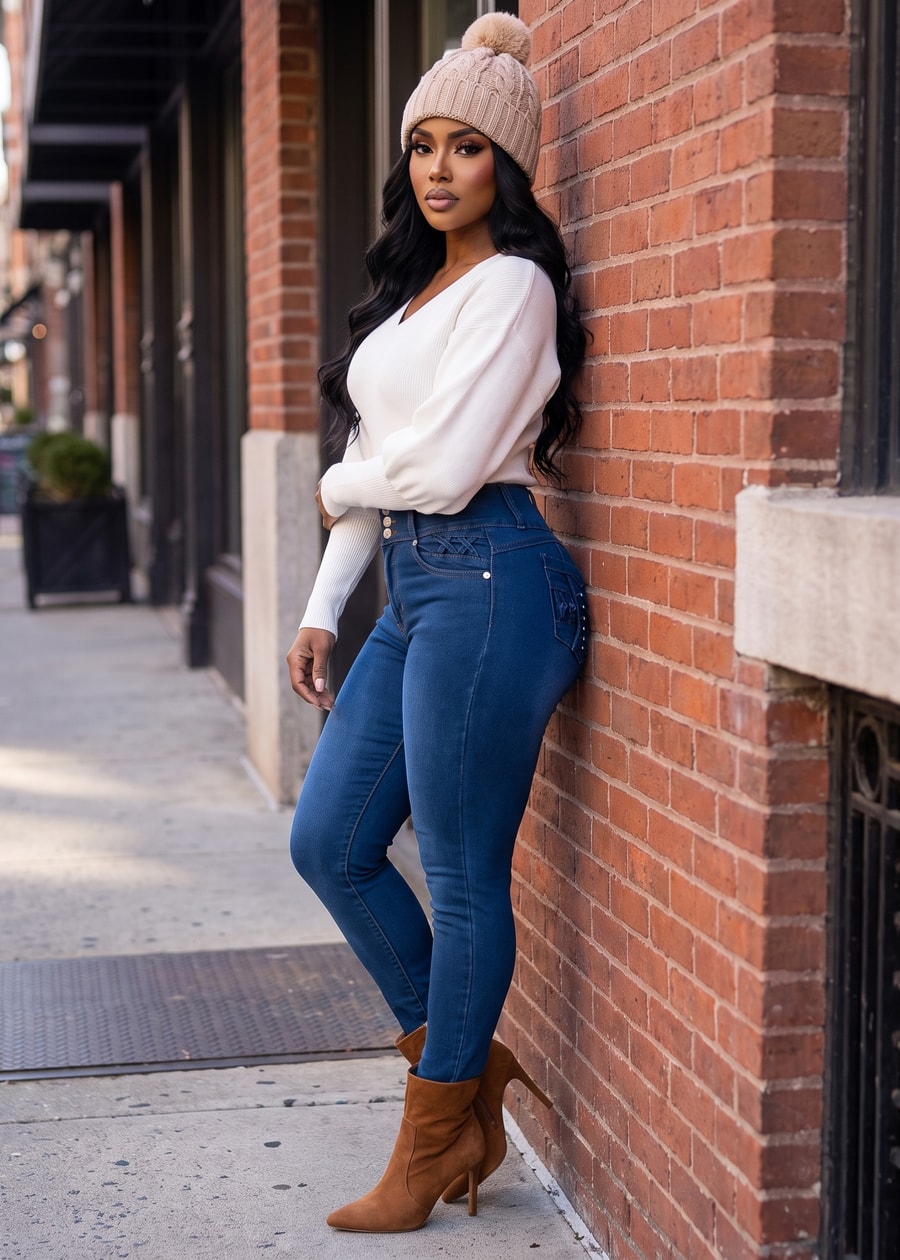 Ivory Butt Lift Denim Outfit, view 3 of 3
