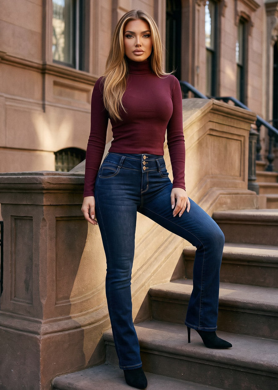 Wine Levantacola Bootcut Denim Look, view 2 of 3