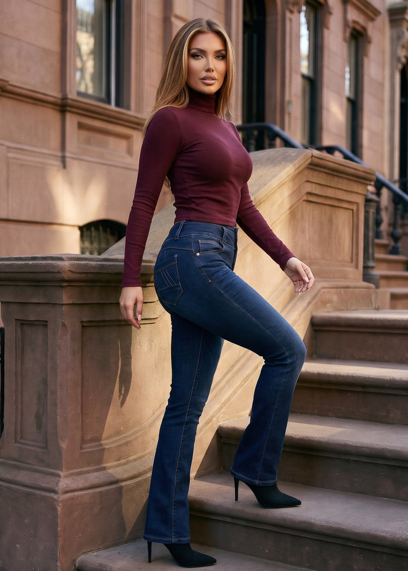 Wine Levantacola Bootcut Denim Look
