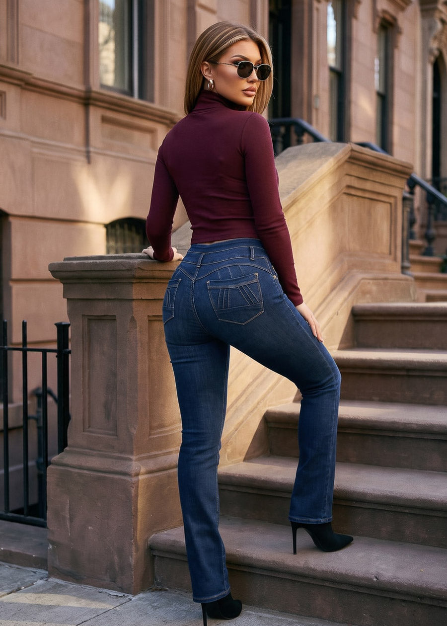 Wine Levantacola Bootcut Denim Look
