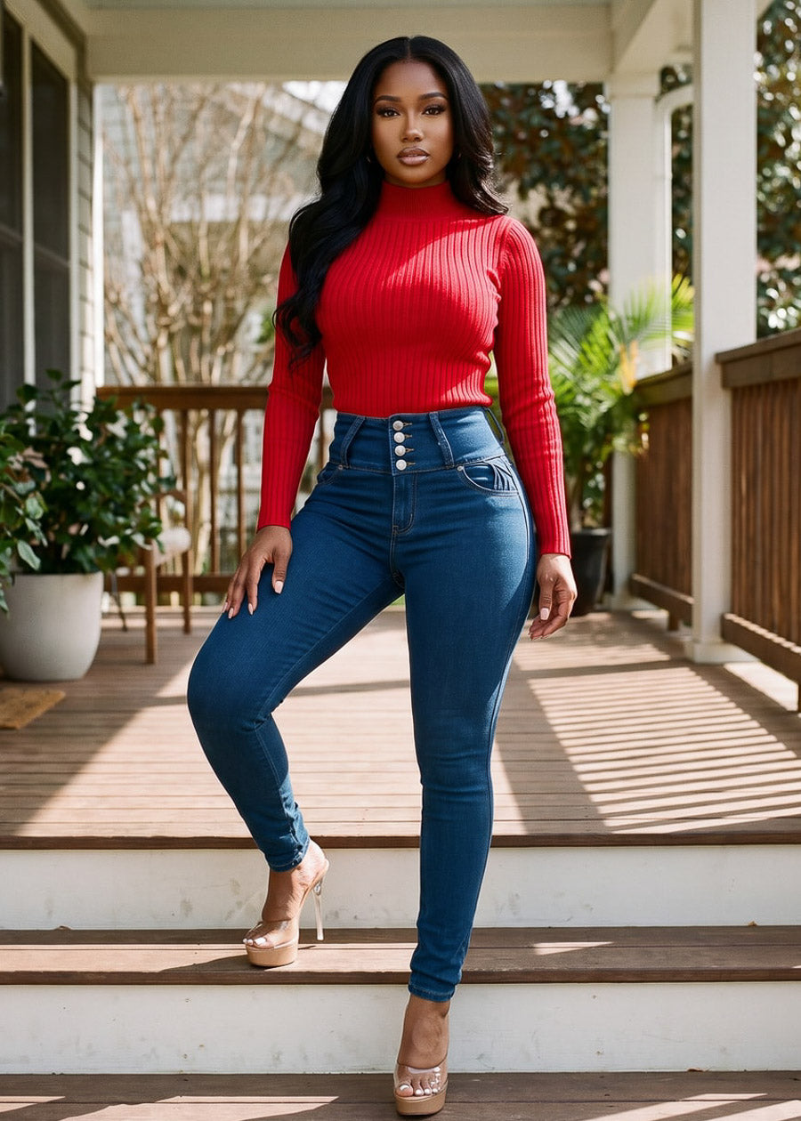 Red Levantacola Skinnies Outfit