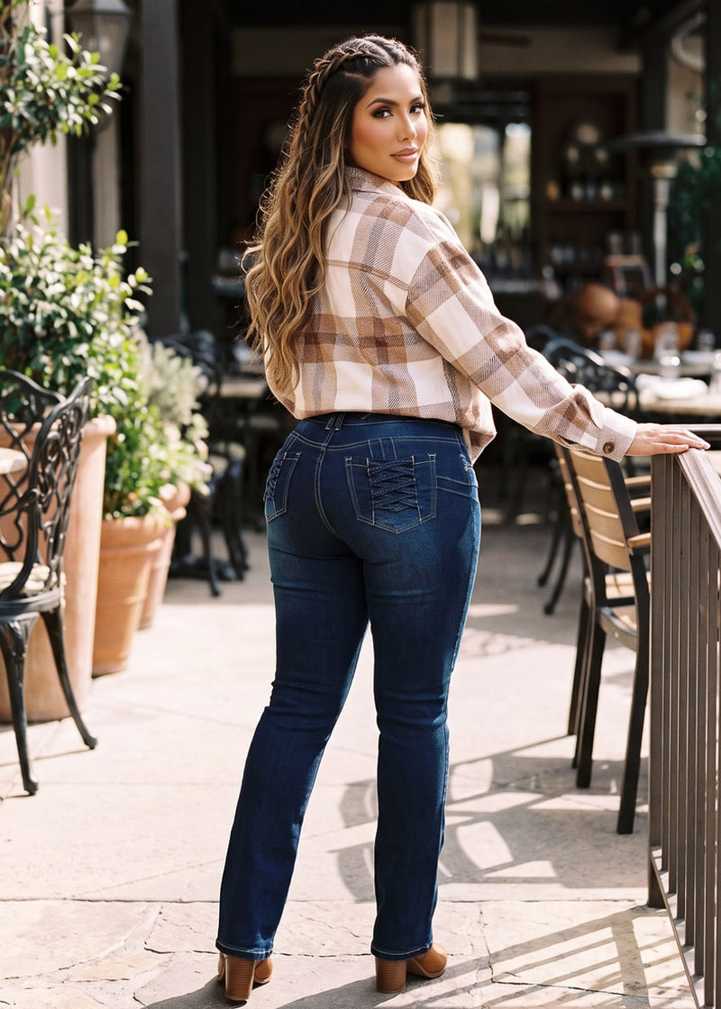 Plaid Khaki Levantacola Bootcut Denim Trio