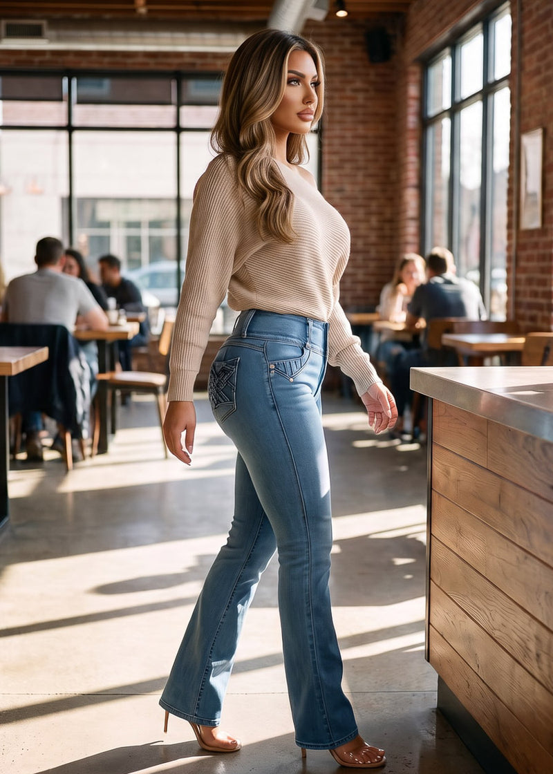 Oatmeal Levantacola Bootcut Denim Set