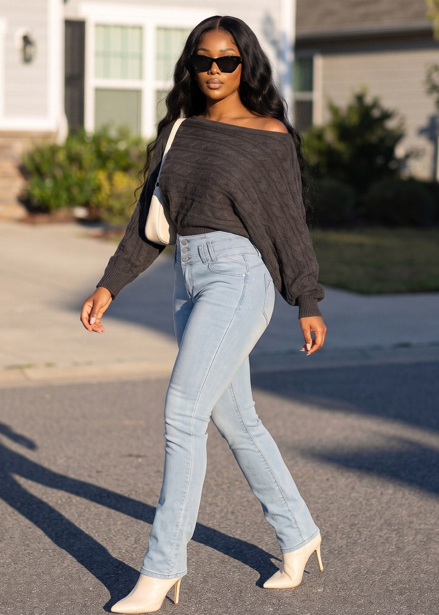 Brown Butt Lift Bootcut Denim Combo, view 3 of 3