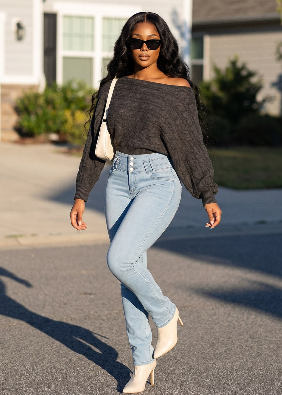Brown Butt Lift Bootcut Denim Combo, view 1 of 3