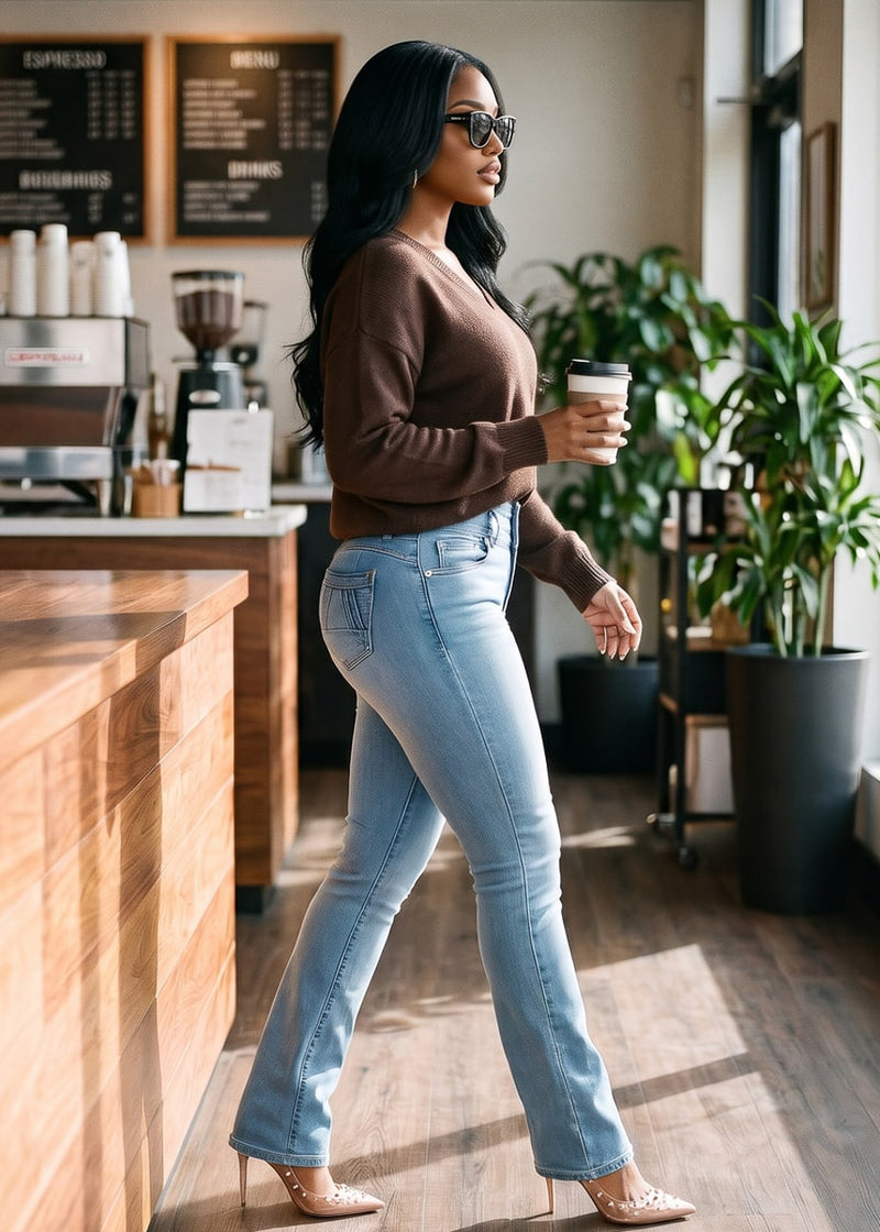 Brown Levantacola Bootcut Denim Combo