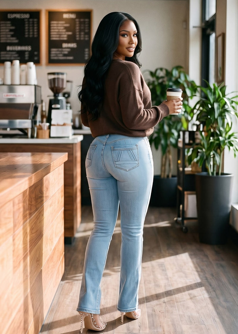 Brown Levantacola Bootcut Denim Combo
