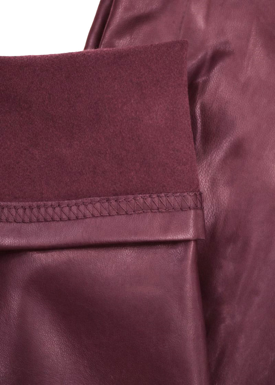 Butt Lifting High Waist Vegan Leather Skinny Pants Burgundy