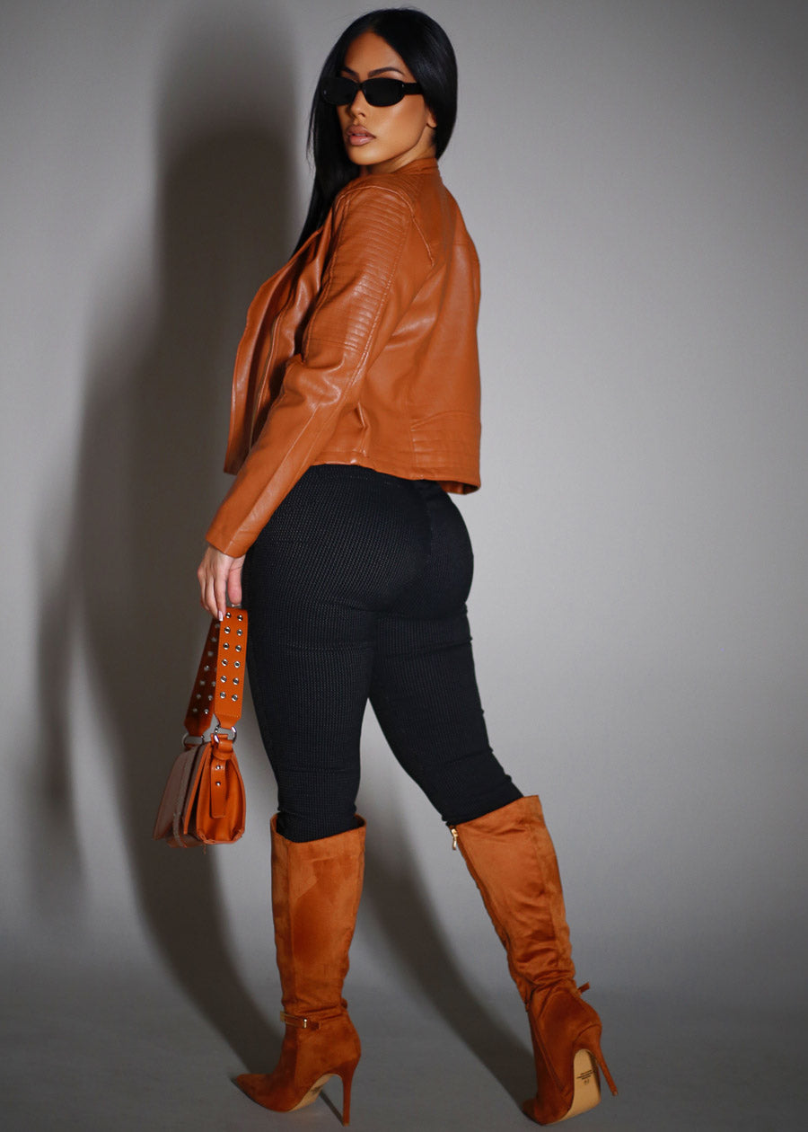 Butt lift Super High Waist Stretch Printed Skinny Pants Black