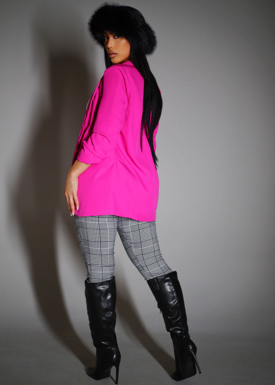 Levantacola Stretchy Plaid Skinny Pants Black