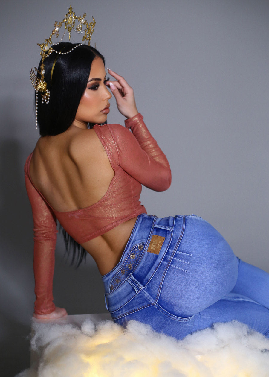 MX JEANS High Waisted Butt Lifting 4 Button Skinny Jeans