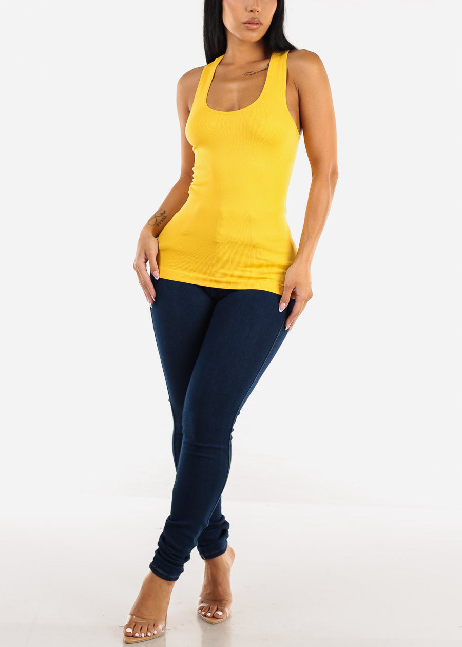 One Size Racerback Seamless Top Mustard