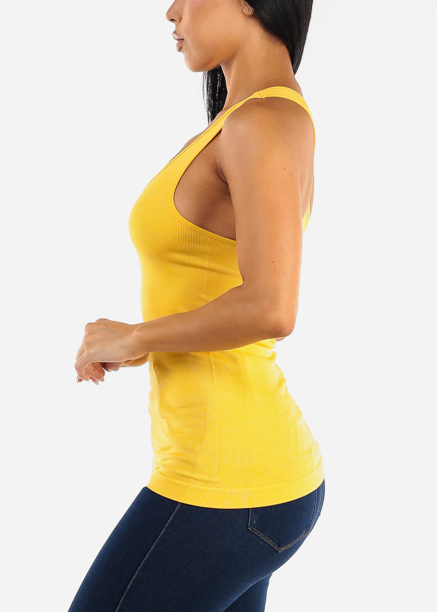 One Size Racerback Seamless Top Mustard