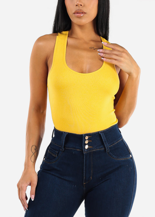 One Size Racerback Seamless Top Mustard