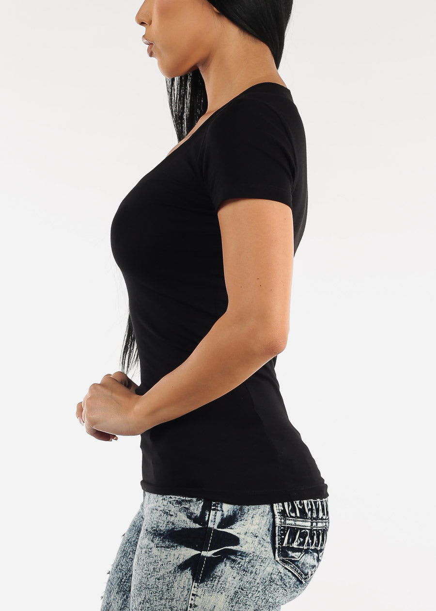 V-Neck Basic T-Shirt (Black)