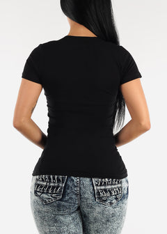 V-Neck Basic T-Shirt (Black)
