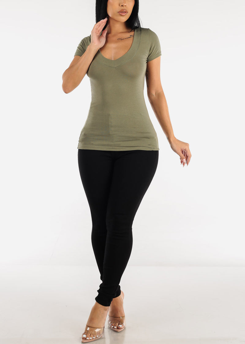 V-Neck Basic T-Shirt (Light Green)