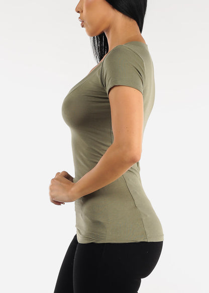 V-Neck Basic T-Shirt (Light Green)