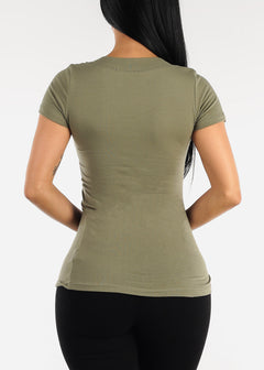 V-Neck Basic T-Shirt (Light Green)