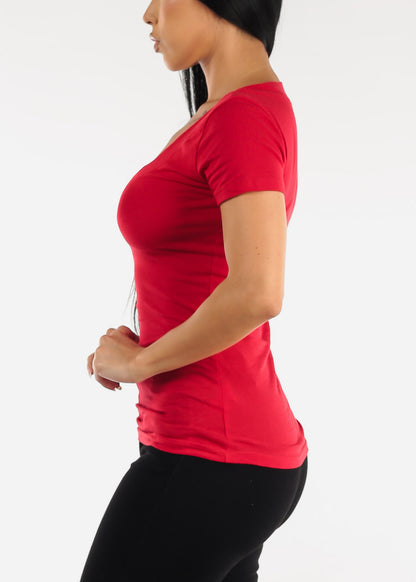V-Neck Basic T-Shirt (Red)
