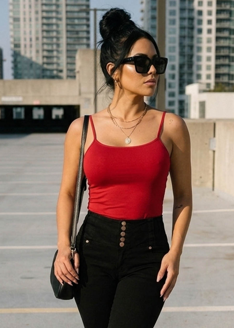 One Size Spaghetti Strap Seamless Top (Red)