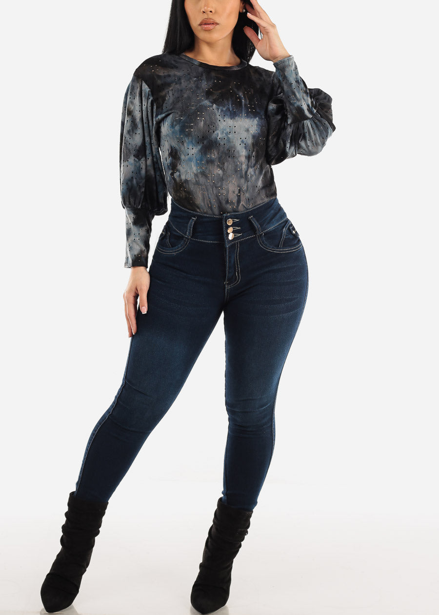 Super High Waisted Levantacola Skinny Jeans Dark Wash