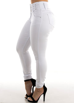 White Levantacola High Waisted Skinny Jeans