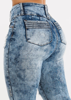 Levantacola Distressed Acid Wash Skinny Jeans