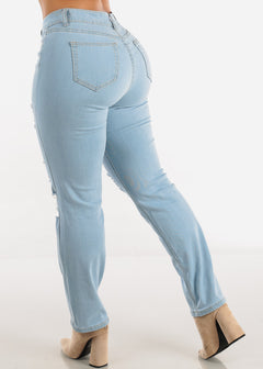 Mid Rise Distressed Bootcut Light Jeans