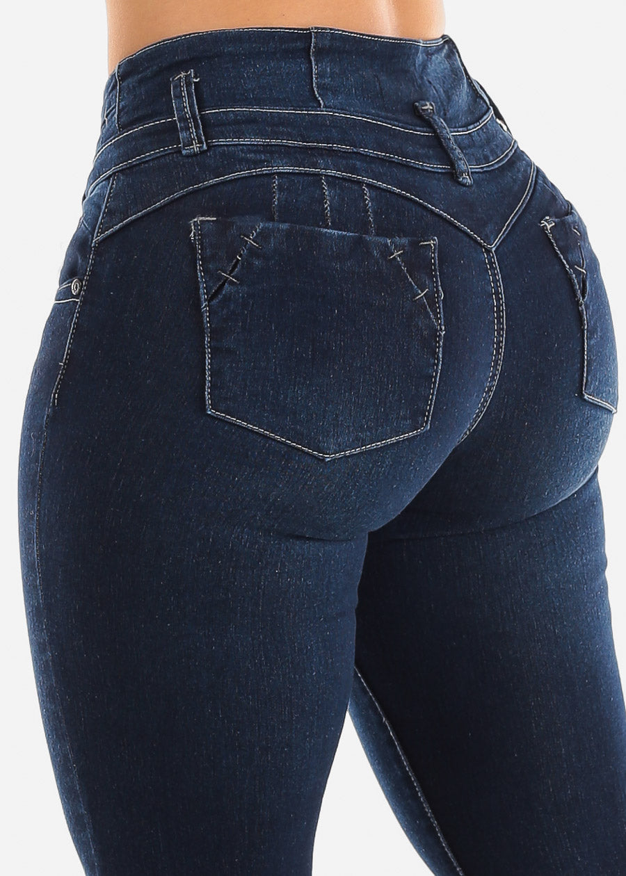 MX JEANS Butt Lifting Mid Rise Dark Blue Bootcut Jeans