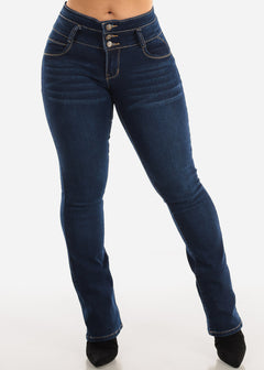 MX JEANS Butt Lifting Mid Rise Dark Wash Bootcut Jeans