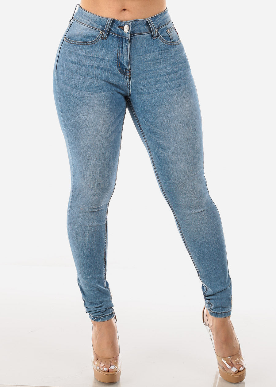 Mid Rise Classic Stretchy Light Skinny Jeans