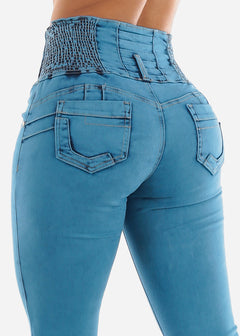 Teal Blue Ultra High Rise Skinny Jeans