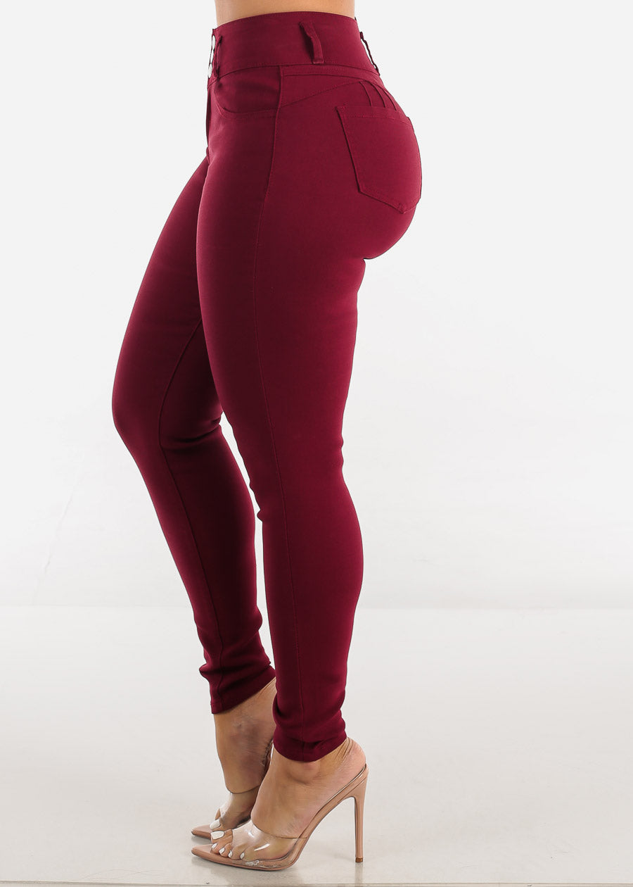 Women's Hyper Stretch Levantacola Pants - Butt Lifting Burgundy Jeggings –  Moda Xpress