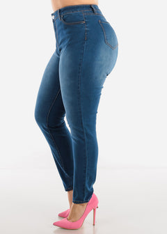 PLUS SIZE High Waisted Skinny Jeans Med Wash