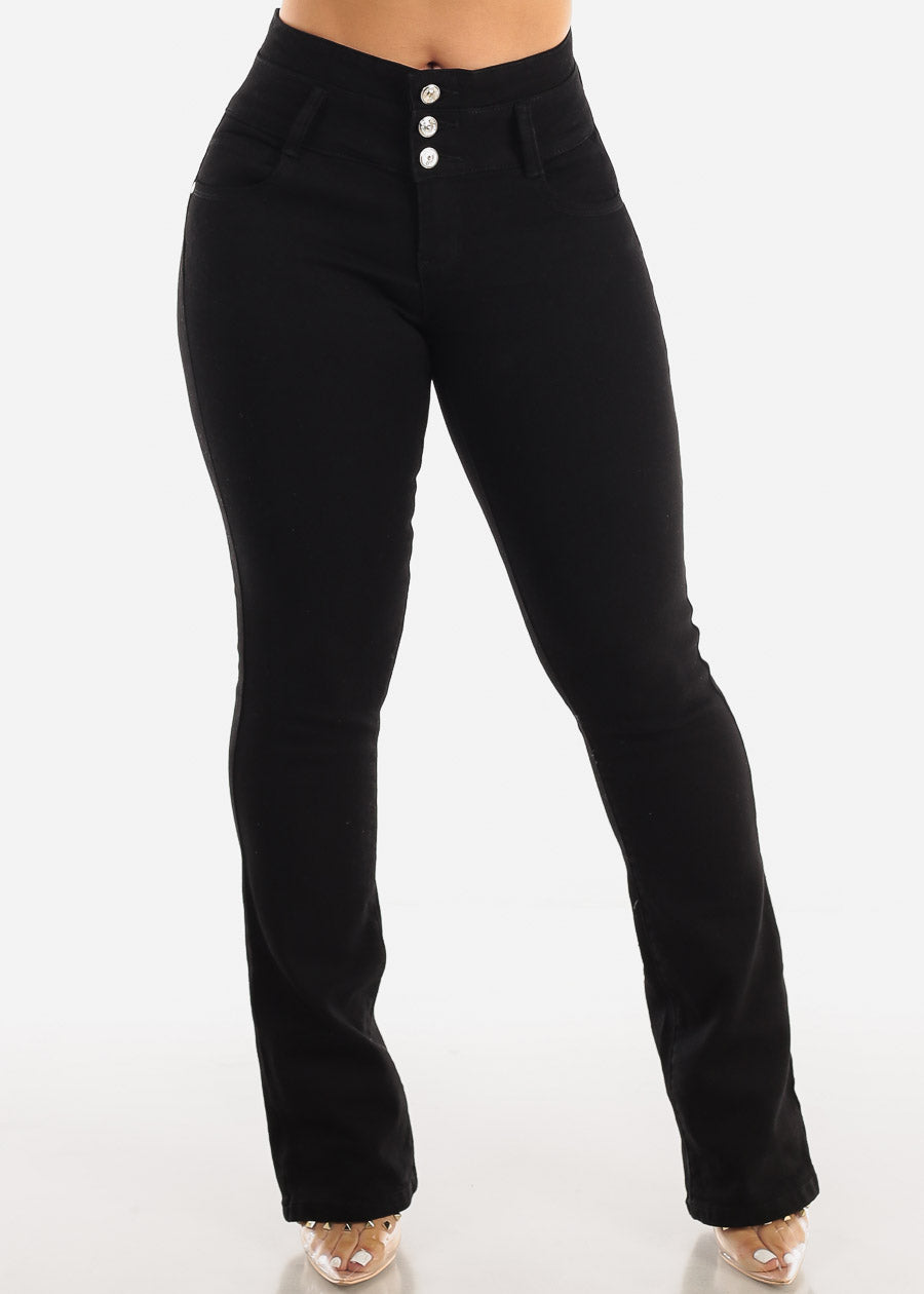 MX JEANS Butt Lifting Mid Rise Black Bootcut Jeans