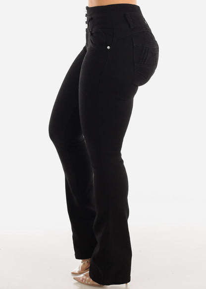 MX JEANS Butt Lifting Mid Rise Black Bootcut Jeans