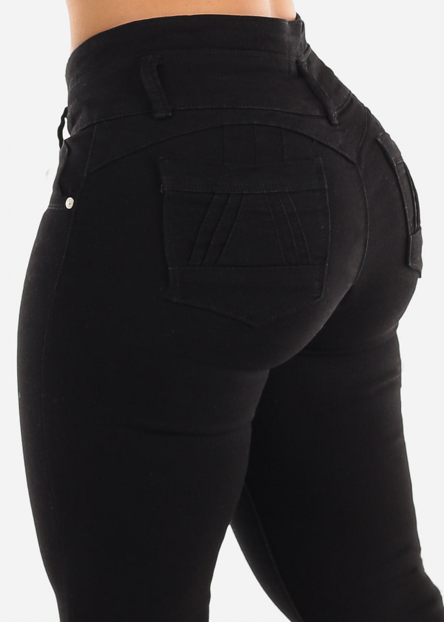 MX JEANS Butt Lifting Mid Rise Black Bootcut Jeans