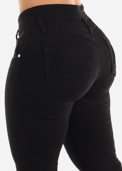 MX JEANS Butt Lifting Mid Rise Black Bootcut Jeans
