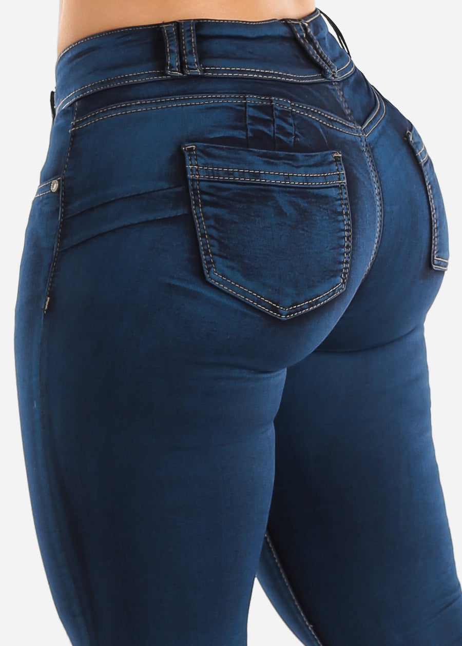 Low Rise Butt Lifting Dark Wash Skinny Jeans