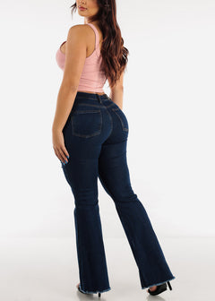 High Waisted Distressed Dark Wash Bell Bottom Jeans