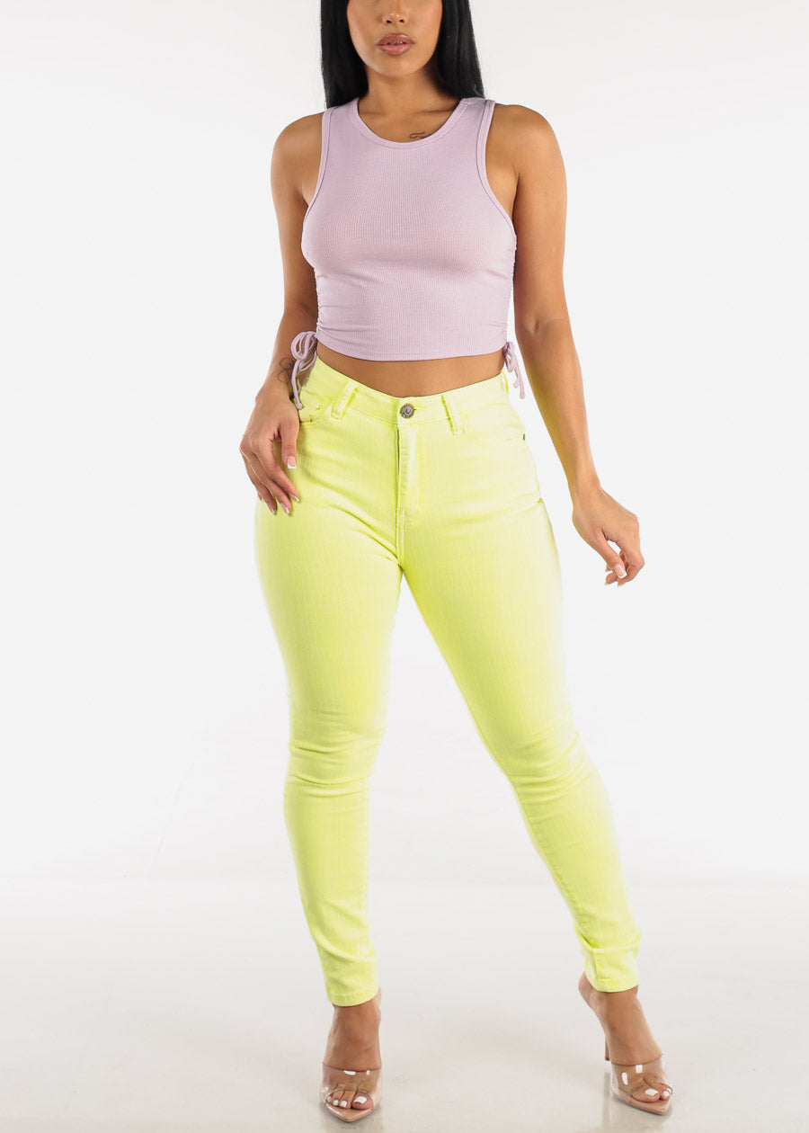 Women's High Waisted Neon Yellow Jeans High Waisted Neon Yellow Jeans – Moda Xpress