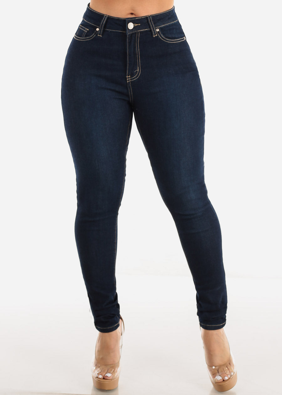 High Waisted Classic Stretchy Dark Skinny Jeans