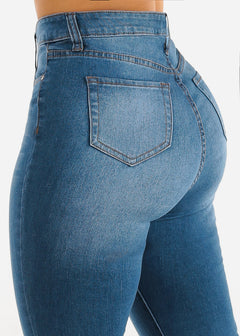 High Waist Butt Lifting Flared Bootcut Jeans Med Wash