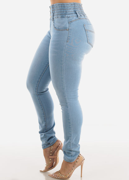 MX JEANS Spandex Waist Butt Lifting Light Blue Skinny Jeans