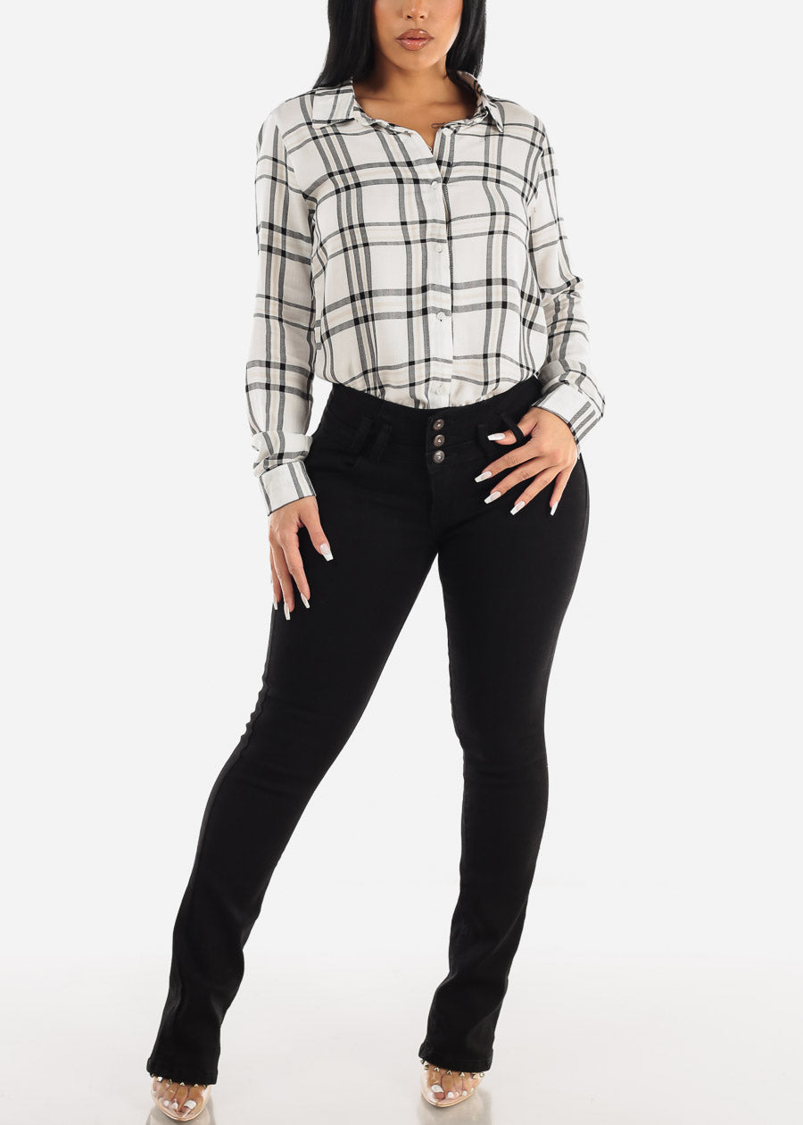 MX JEANS Butt Lifting Mid Rise Black Bootcut Jeans