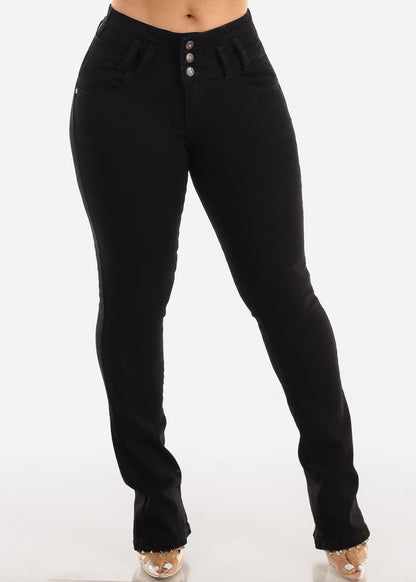 MX JEANS Butt Lifting Mid Rise Black Bootcut Jeans
